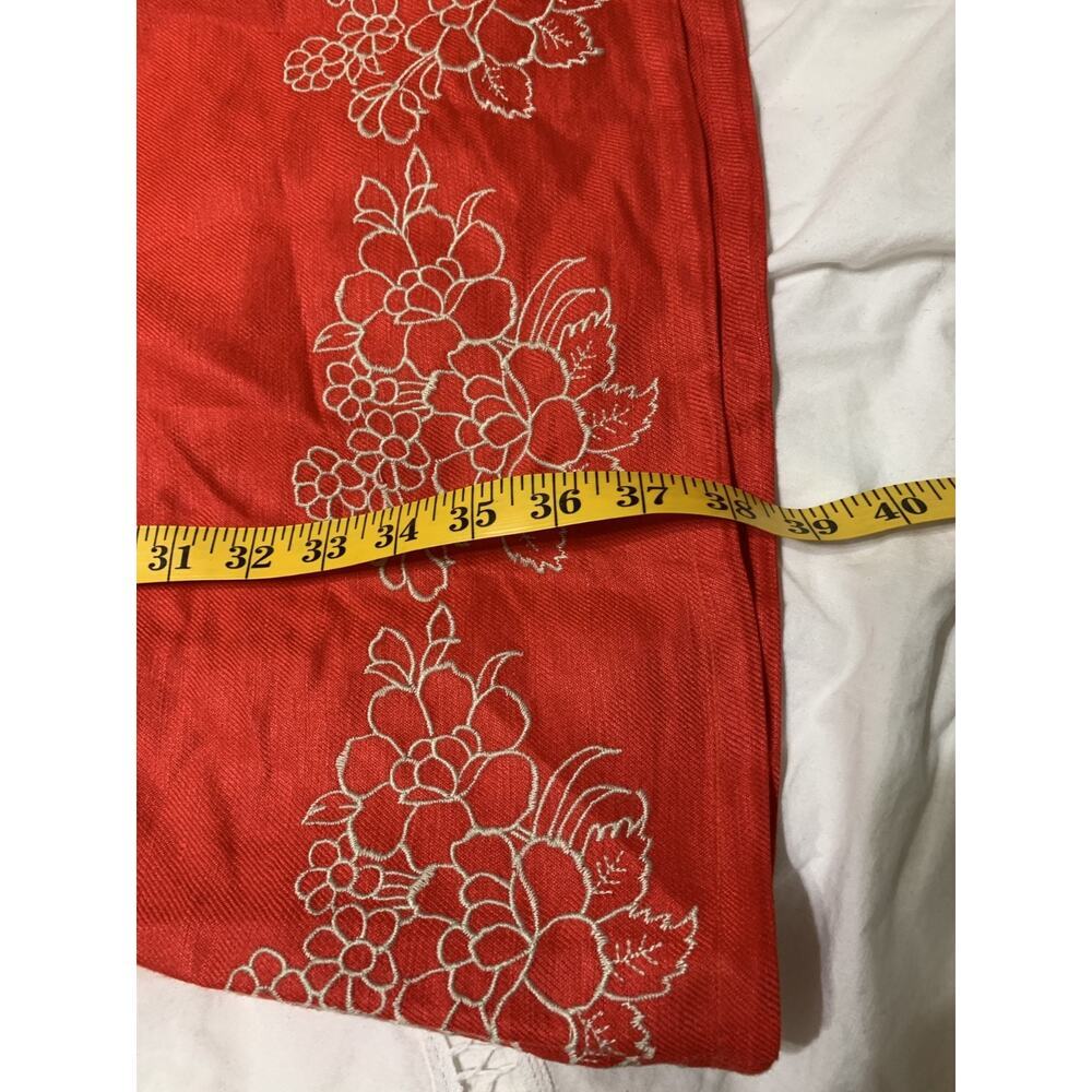 Izod Women's Dress Size 12 Red Linen Blend Empire Waist Embroidered Hem Resort - Picture 4 of 7